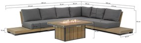 Platform Loungeset Teak Old teak greywash 6 personen Lifestyle Garden Furniture Hilton/Seaside