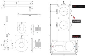 Brauer Brushed Carving complete inbouw regendouche set 02 met 30cm douchekop, rechte muurarm en staafhanddouche RVS geborsteld PVD