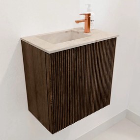 Mondiaz Joya DLux 40cm toiletmeubel walnut met wastafel faye links 1 kraangat frappe