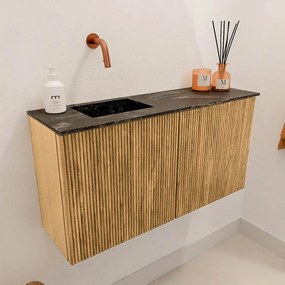 Mondiaz Joya DLux 80cm toiletmeubel oak met wastafel faye links zonder kraangat lava