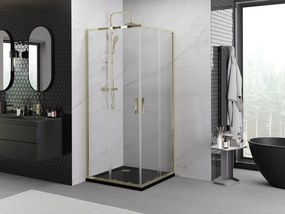 Mexen Exo-S Duo vierkante, verschuifbare douchecabine 100 x 100 cm, transparant, goud - 8111-100-100-50-00