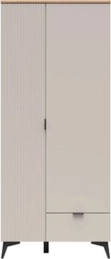 Kledingkast Ruvmeli 105, Kasjmier, Eiken, 200x85x60cm, 88.75 kg, Kledingkast deuren: Met scharnieren