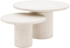 Goossens Salontafel Stone rond, beton wit, urban industrieel, 50 x 31 x 50 cm