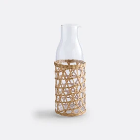 Waterkaraf in glas met vlechtwerk Qualimna