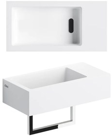 Clou Flush 3 fontein solid surface 36cm rechts met handdoekhouder wit mat