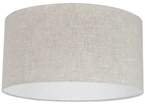 Landelijke hanglamp wit met katoenen kap lichtgrijs 50 cm - Combi