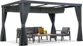 Terras pergola met gordijnen Alicante 3x4 antraciet Garden Point