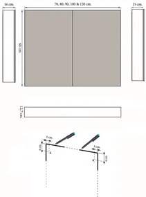 Sanicare Spiegelkast Qlassics 90 cm. 2 dubbelzijdige spiegeldeuren Belluno-eiken