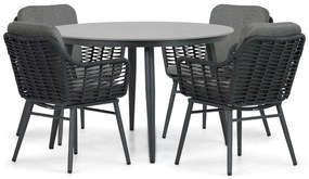 Tuinset Ronde Tuintafel 4 personen 120 cm Aluminium/wicker Grijs  Coco Antoni/Vienna