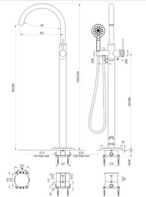 Brauer Chrome Carving vrijstaande badmengkraan met 3 standen handdouche chroom