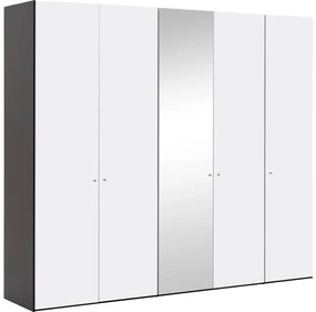 Goossens Kledingkast Easy Storage Ddk, Kledingkast 253 cm breed, 220 cm hoog, 4x draaideur en 1x spiegel draaideur midden