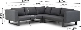 Hoek loungeset 5 personen Aluminium/Outdoor textiel/Aluminium/teak Grijs  Lifestyle Garden Furniture Club