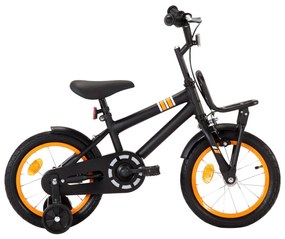 vidaXL Kinderfiets met voordrager 14 inch zwart en oranje