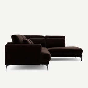 Linkse hoekbank met leuning in fluweel, Marsile