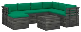 vidaXL 8-delige Loungeset pallet met kussens massief grenenhout