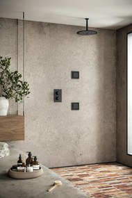 Saniclear Nero Stripes inbouw regendouche 20cm met vierkante massagejets en plafondarm zwart mat