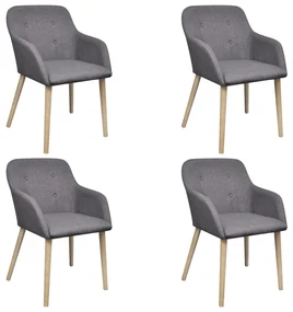vidaXL Eetkamerstoelen 4 st stof en massief eikenhout donkergrijs