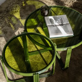 Retro Salontafel Glas Groen - 63 X 63cm.