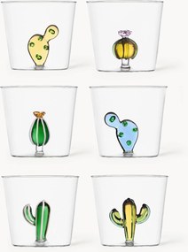 Handgemaakte borosilicaatglazen met woestijnplanten, 6-delig