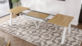 AVERY eik Artisan / onderkant wit - LOFT/INDUSTRIËLE TAFEL VOOR WOONKAMER / EETKAMER UITKLAPBAAR TOT 330 cm!