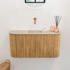 Mondiaz Joya DLux 85cm toiletmeubel ronding links/rechts oak met wastafel faye midden zonder kraangat opalo