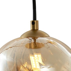 Eettafel / Eetkamer Art Deco hanglamp goud met amber glas 9-lichts - Jia Art Deco G9 bol / globe / rond ovaal Binnenverlichting Lamp