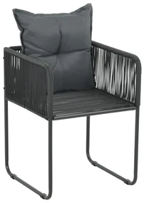 vidaXL Tuinstoelen 2 st met kussens poly rattan zwart