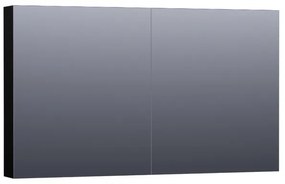 Saniclass Plain Spiegelkast - 120x70x15cm - 2 links/rechtsdraaiende spiegeldeuren - MDF - hoogglans zwart SK-PL120HZ