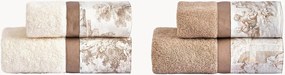 Katoenen badstof handdoekenset Toile De Jouy, 4-delig