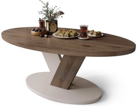 LOVA Noten Elegant/Beige Taupe - OVALE SALONTAFEL 110x60 cm MODERNE KOFFIETAFEL