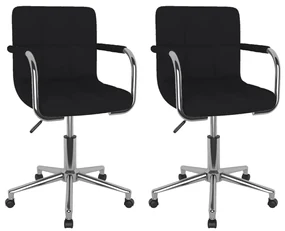 vidaXL Eetkamerstoelen draaibaar 2 st stof zwart