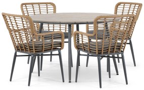 Tuinset Ronde Tuintafel 4 personen 125 cm Aluminium/Wicker Taupe  De Laan Projects