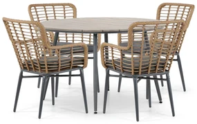 Tuinset Ronde Tuintafel 4 personen 125 cm Aluminium/Wicker Taupe  De Laan Projects