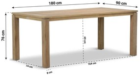 Dining Tuintafel rechthoekig 180 x 90 cm Teak Old teak greywash Bristol