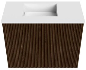 Mondiaz Joya 50cm toiletmeubel walnut met wastafel faye links zonder kraangat talc