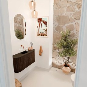 Mondiaz Joya 85cm toiletmeubel ronding links/rechts walnut met wastafel faye midden zonder kraangat urban