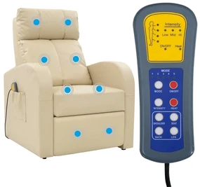 vidaXL Massagestoel kunstleer crème