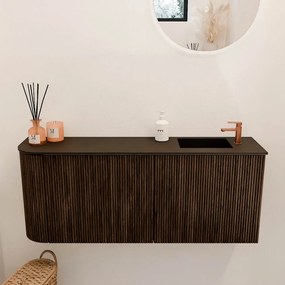 Mondiaz Joya 100cm toiletmeubel ronding links walnut met wastafel faye rechts 1 kraangat urban