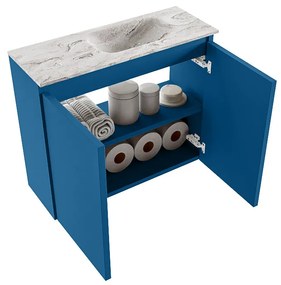 Mondiaz Ture DLux toiletmeubel 60cm jeans met wastafel glace rechts met kraangat