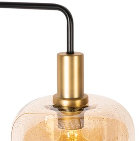 Design vloerlamp zwart met messing en amber glas - Zuzanna Design E27 Binnenverlichting Lamp