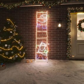 vidaXL Kerstfiguur kerstman op ladder opvouwbaar met 552 LED's