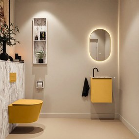 Mondiaz Ture DLux toiletmeubel 40cm ocher met wastafel glace rechts met kraangat