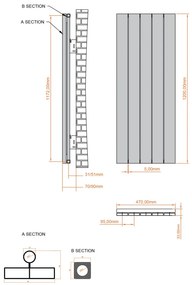 Eastbrook Charlton radiator 45x120cm aluminium 963W zwart mat