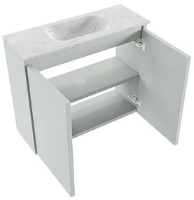 Mondiaz Ture DLux toiletmeubel 60cm greey met wastafel opalo midden zonder kraangat