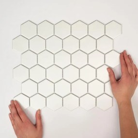 The Mosaic Factory London mozaïektegel - 28.2x32.1cm - wand en vloertegel - Zeshoek/Hexagon - Porselein Super White Mat LOH1010S