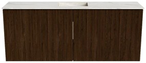 Mondiaz Joya DLux 100cm toiletmeubel walnut met wastafel faye midden zonder kraangat ostra