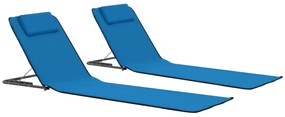 vidaXL Strandmatten inklapbaar 2 st staal en stof blauw