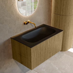 Mondiaz Kurve 80cm badmeubel dusk met 1 lade en wastafel big small midden zonder kraangat urban