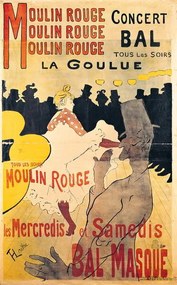 Kunstreproductie Poster advertising 'La Goulue' at the Moulin Rouge, 1893, Toulouse-Lautrec, Henri de