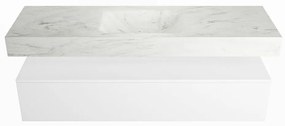 Mondiaz Alan DLux badmeubel 150cm talc 1 lade met wastafel opalo midden 1 kraangat